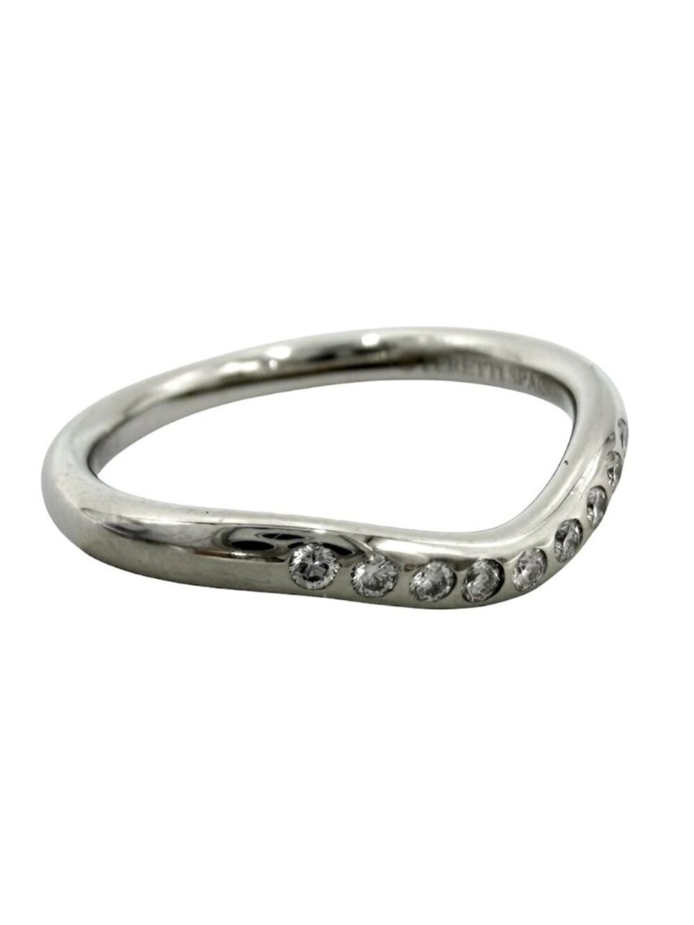 Tiffany & Co Ring Curved Band Elsa Peretti Platinum Diamond